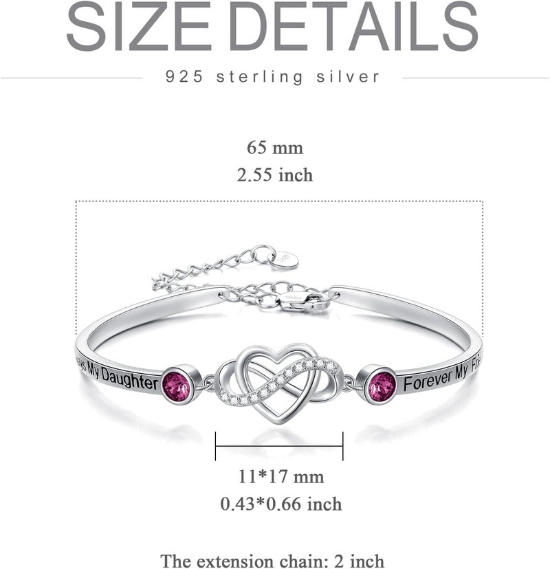 AOBOCO 925 Sterling Silver Adjustable Infinity Heart Bangle Bracelet for Sister Best Friend Daughter Mom Grandma Granddaughter Daughter in Law Godmother Goddaughter Stepmom Stepdaughter - Image 4
